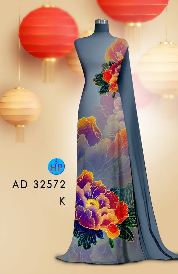 Vải Áo Dài Hoa In 3D AD 32572 14